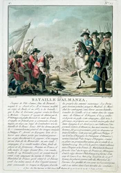 Almansan taistelu, 25. huhtikuuta 1707, kaiverrus Jean Baptiste Morret (fl.1790-1820), 1787